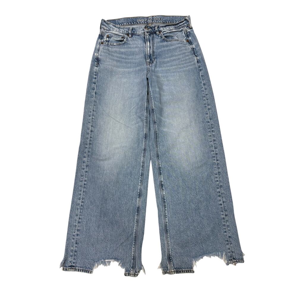 American Eagle Jeans Womens Size 8 Blue Super High Rise Baggy Wide Leg *FLAW*